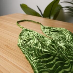 NWT ZARA GREEN, LOW-BACK HALTER DRESS